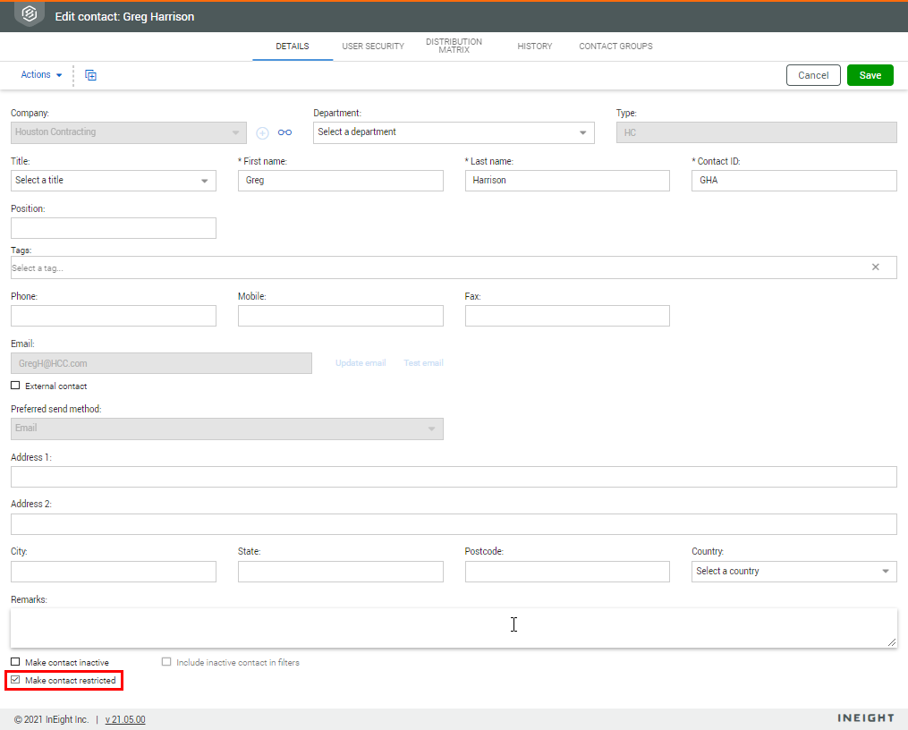 InEight Document - Restricting Users