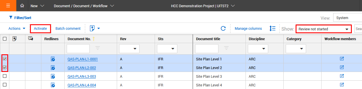 InEight Document - Activating a Default Workflow