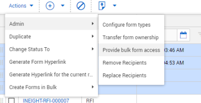InEight Document - Providing Bulk Form Access