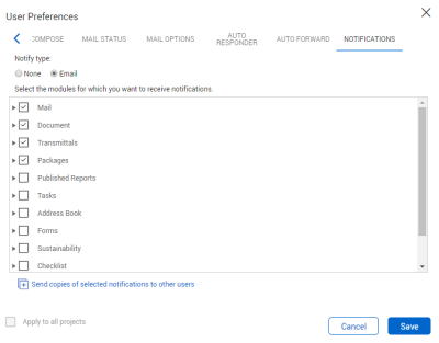 InEight Document - Notifications settings