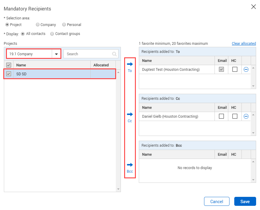 InEight Document - Adding Mandatory Recipients to a Mail Workflow