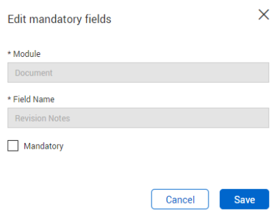 InEight Document - Defining Mandatory Fields