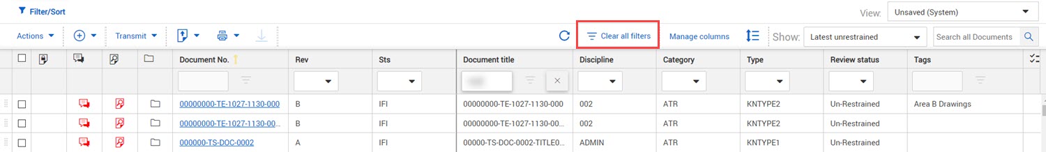 InEight Document - Managing Register Columns
